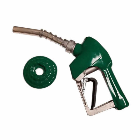 New X Unleaded Nozzle with Three Notch Hold Open Clip and Waffle Splash Guard Green