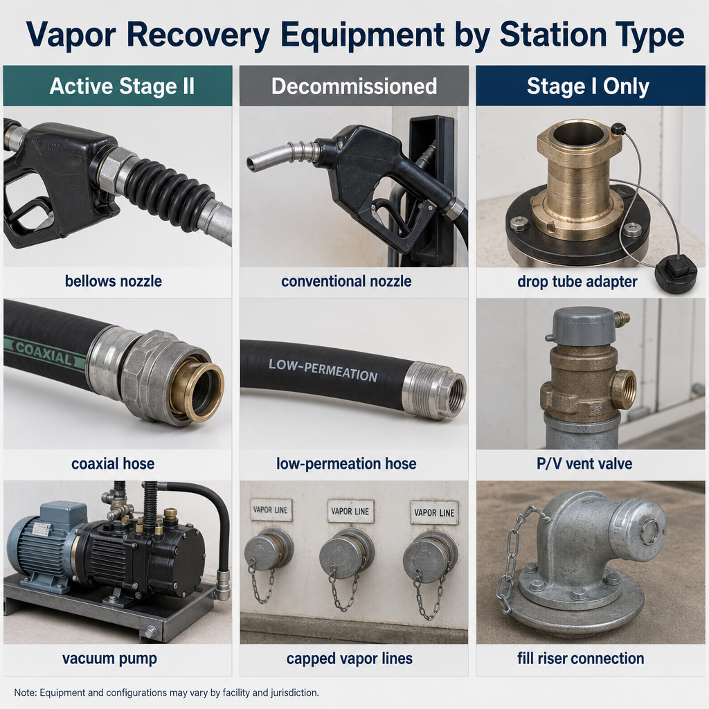 Allied Electronics vapor recovery system gas station equipment comparison by station type