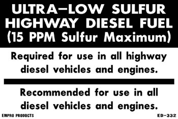 Ultra-low sulfur HIGHWAY diesel decal