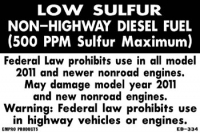 Low sulfur NON-HIGHWAY diesel decal